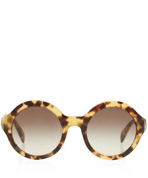 prada tortoise shell round frame sunglasses